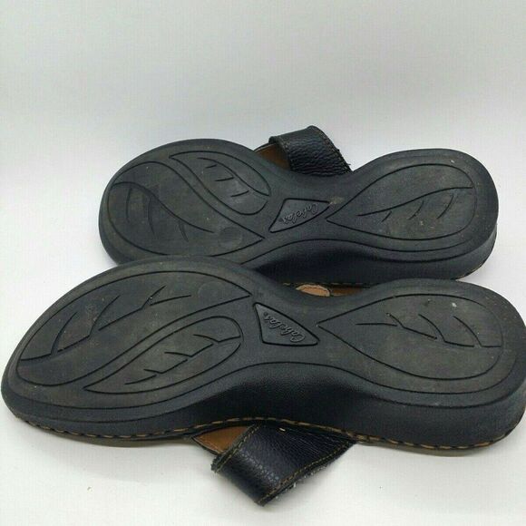 Cabelas Black Leather Comfy Thong Sandals Sz 6M - Picture 6 of 6